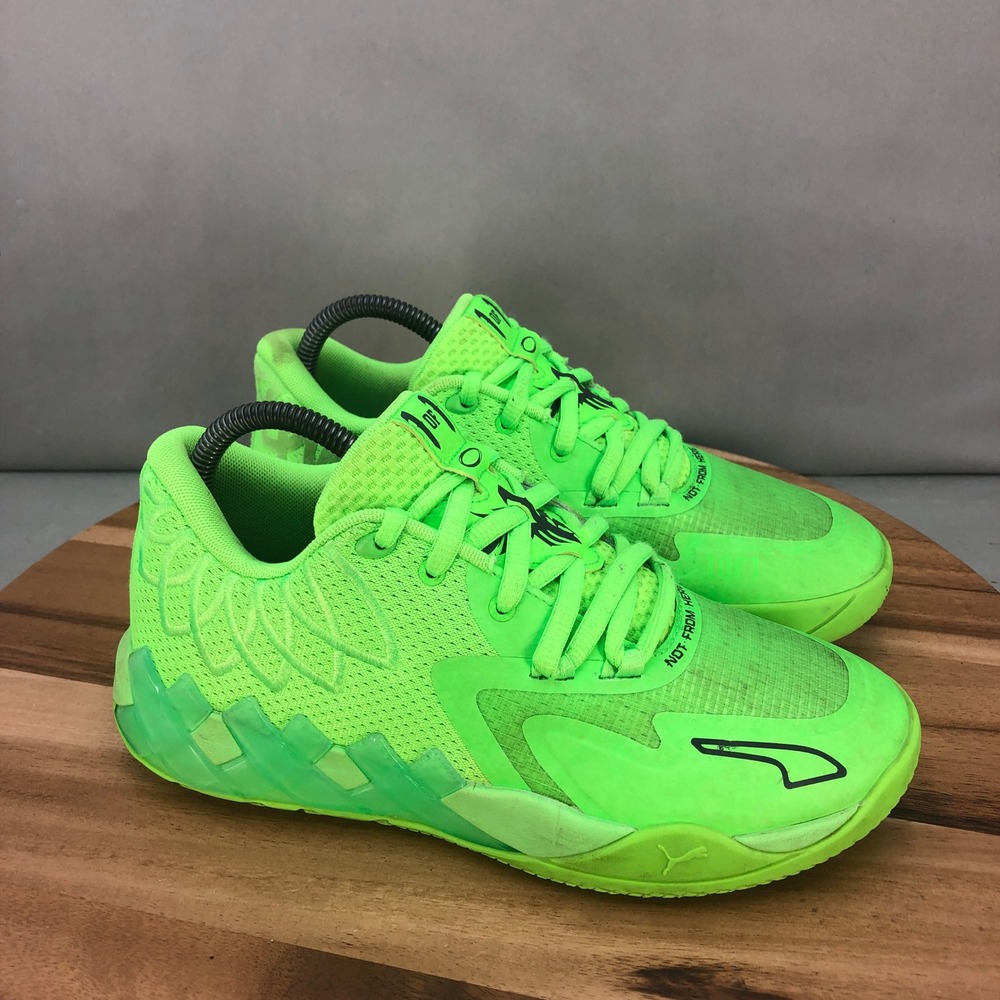 PUMA MB.01 Melo Not From Here Neon Green Basketball Shoes Boys Size 6.5